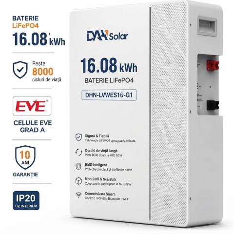 Baterie Stocare Energie LiFePO4, 16,08 kW, IP 20, peste 8000 cicluri, DAH Solar DHN-LVWES16-G1