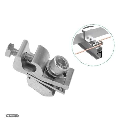 Set 10 bucăți de Cleme de impamantare sistem de montare panouri fotovoltaice, 18mm, aluminiu si otel inoxidabil