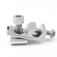 Set 10 bucăți de Cleme de impamantare sistem de montare panouri fotovoltaice, 18mm, aluminiu si otel inoxidabil